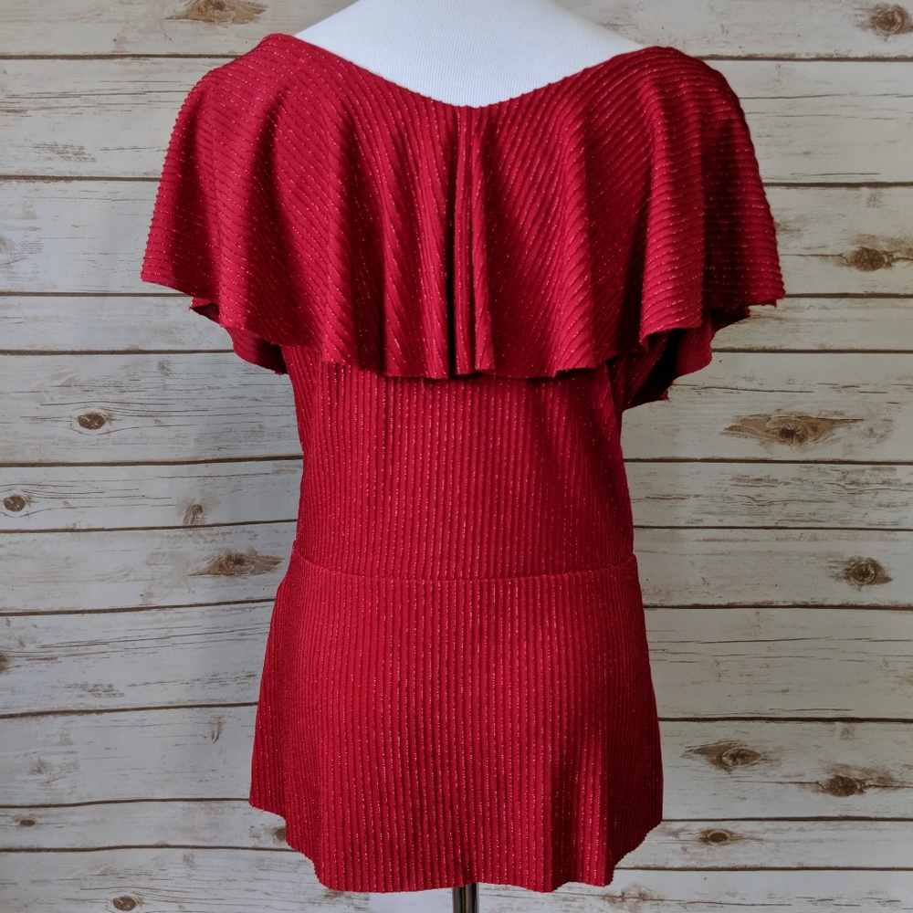 🍋5 FOR $25🍋 Adrianna Papell Red Ruffle Top_3